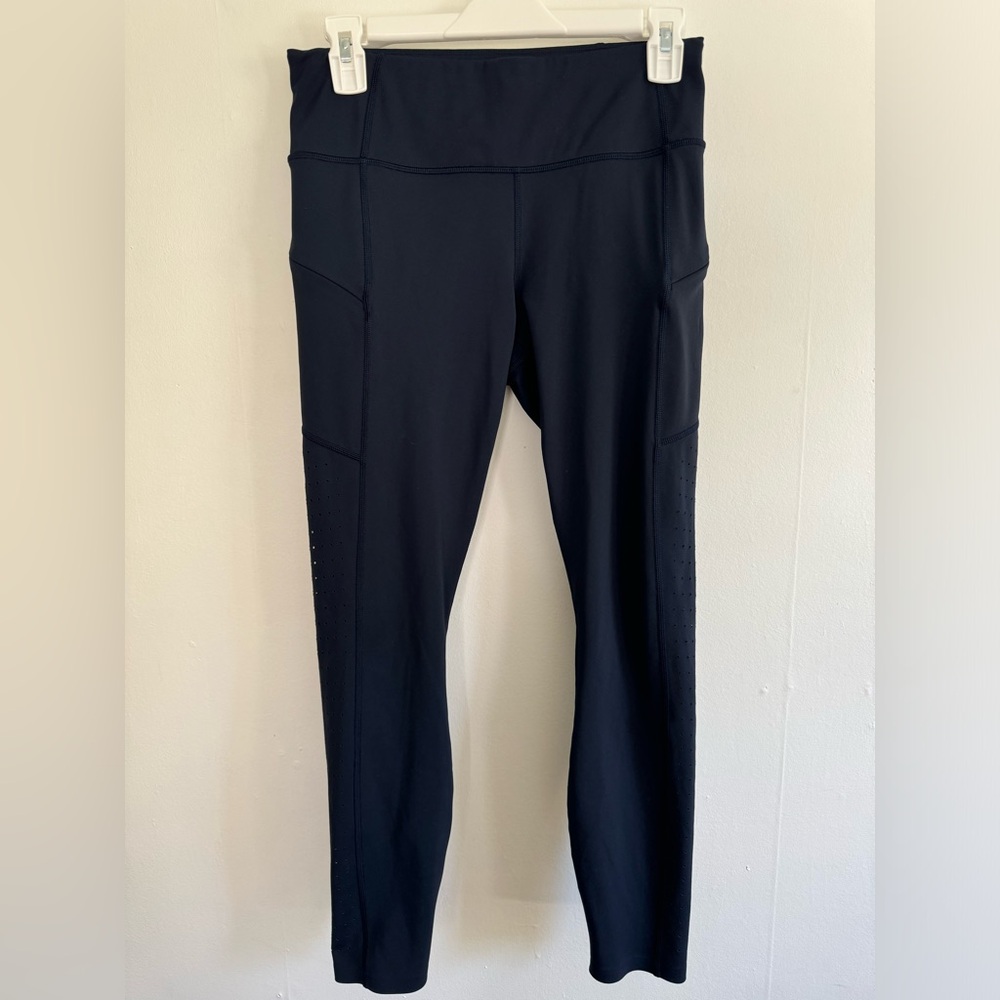 Athleta High Waisted 25” Navy Blue Workout Leggings | Size Small